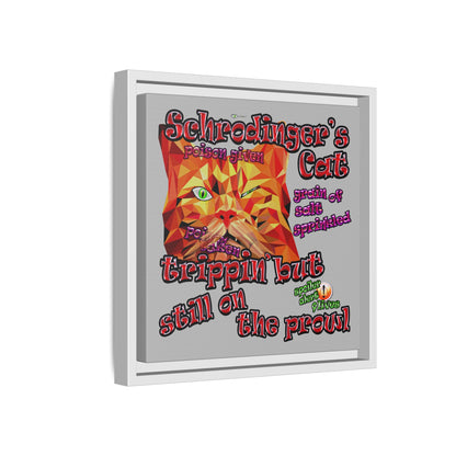 schrodinger's cat - framed canvas art (light grey)