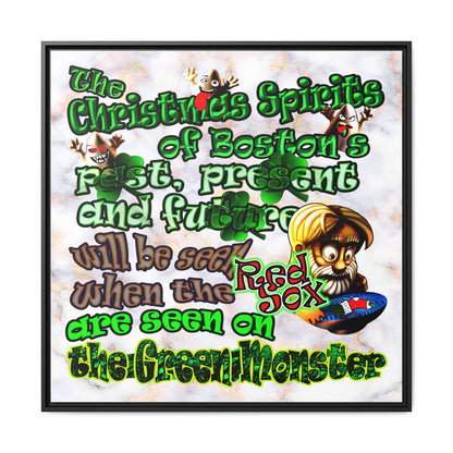 christmas spirits of boston - framed canvas art (white marble)