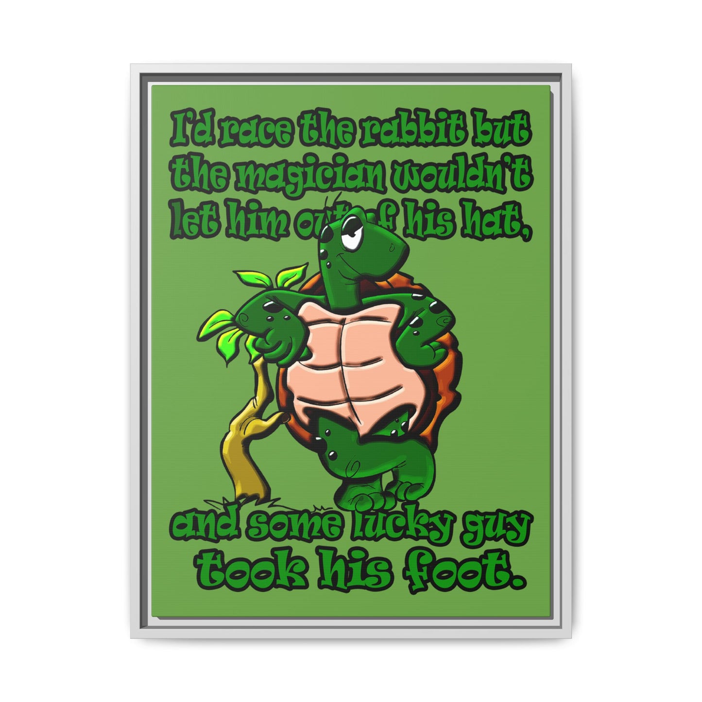 turtle race - framed canvas art (green)