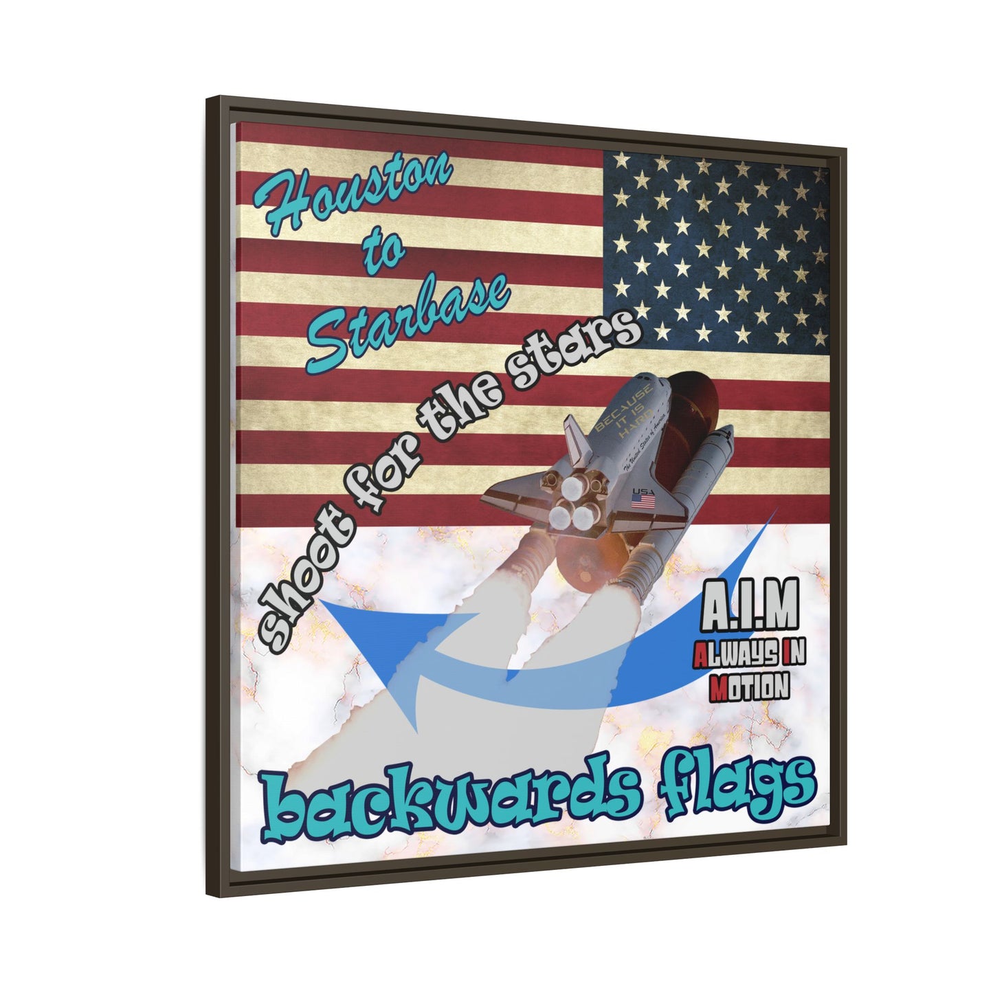shoot for the stars - framed canvas art (white marble)