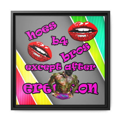 hoes b4 bros - framed canvas art (rainbow split)