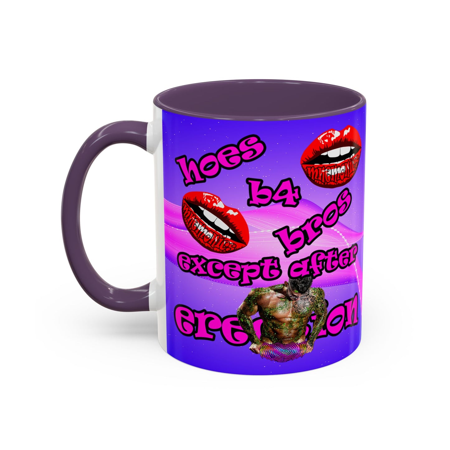 hoes b4 bros - Accent Mug (purple-pink wave)