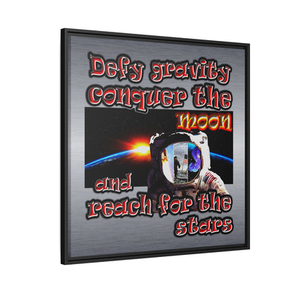 defy conquer reach - framed canvas art (brushed nickel)