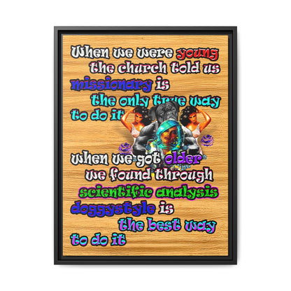 doggystyle - framed canvas art (butterscotch wood finish)