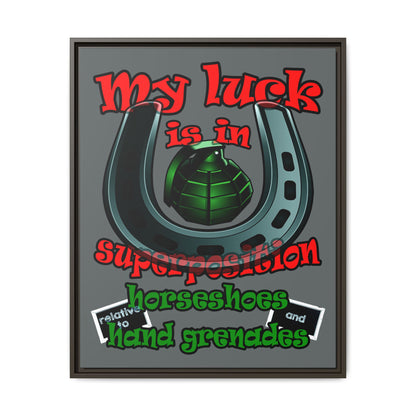 my luck - framed canvas art (dark grey)