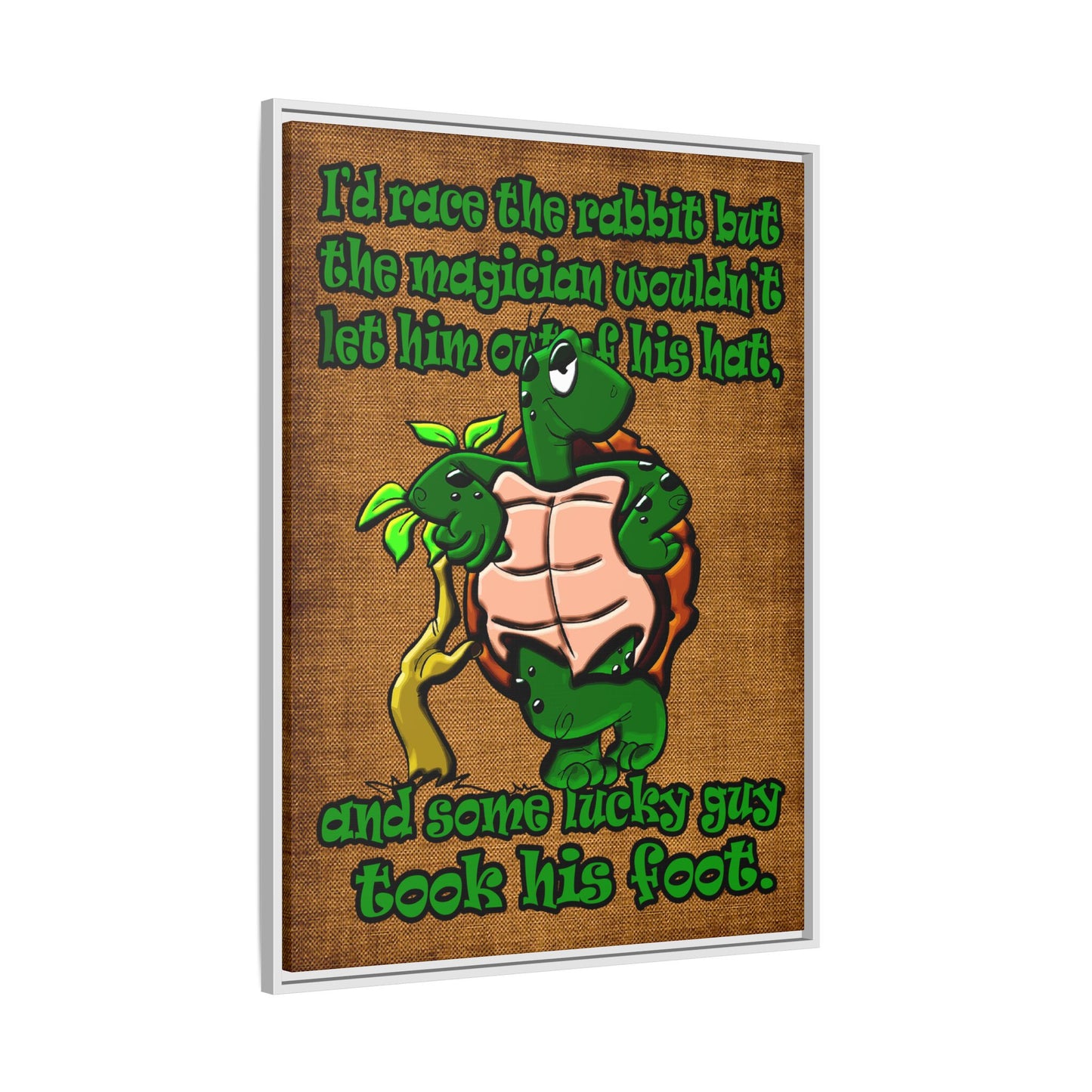turtle race - framed canvas art (brown papyrus)