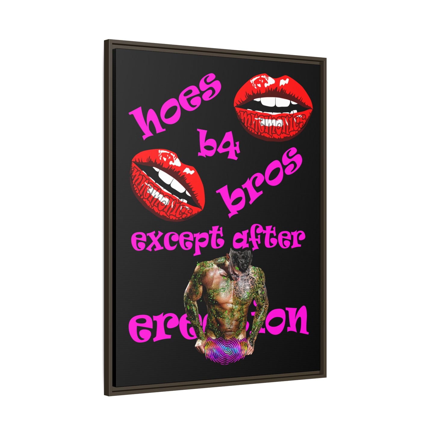 hoes b4 bros - framed canvas art (black)