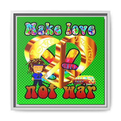 love peace - framed canvas art (logo green)