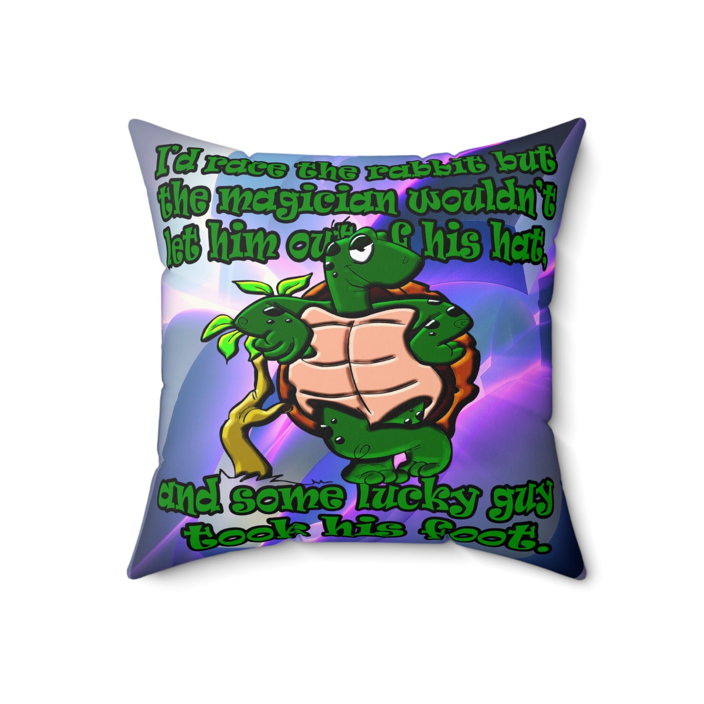 turtle race - Spun Polyester Square Pillow - (grey-pink wave)