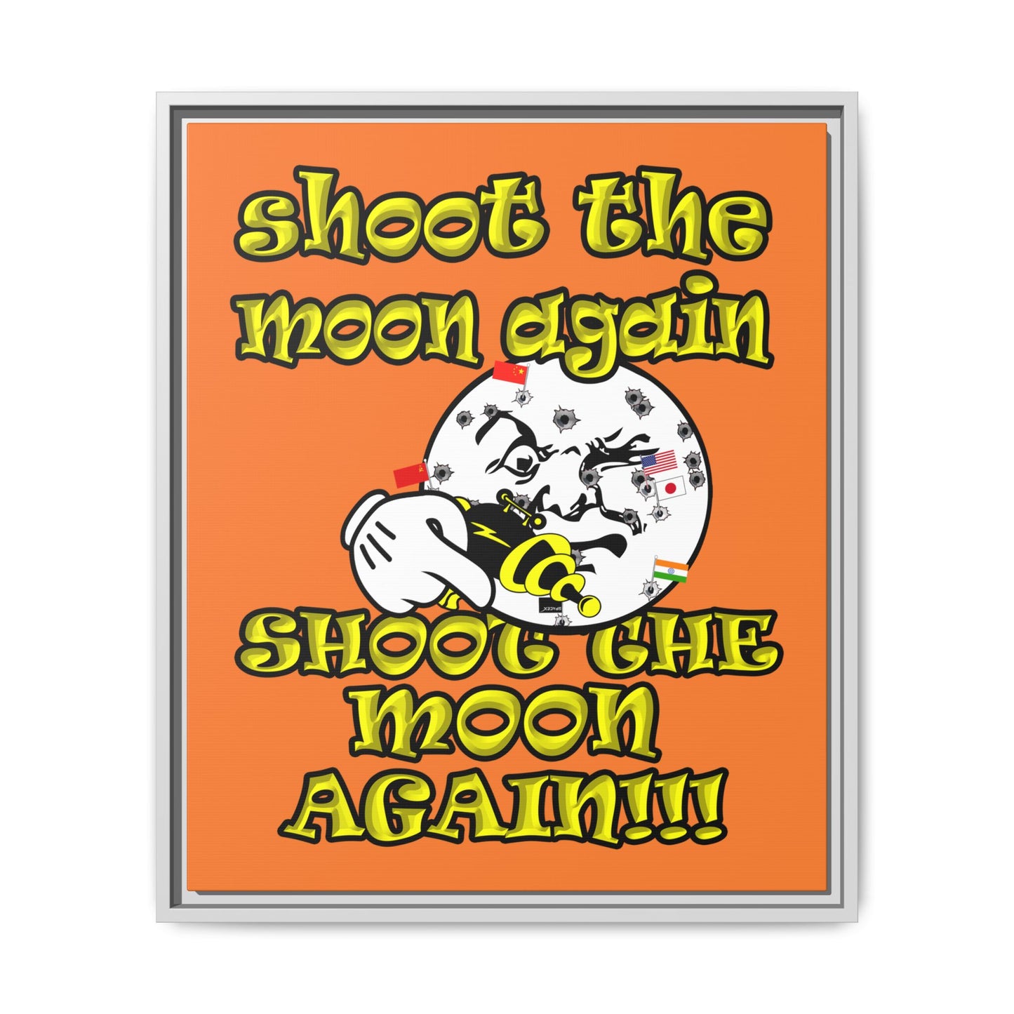 shoot the moon again - framed canvas art (crusta)