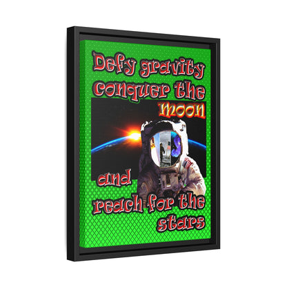 defy conquer reach - framed canvas art (logo green)