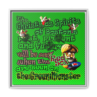 christmas spirits of boston - framed canvas art (logo green)