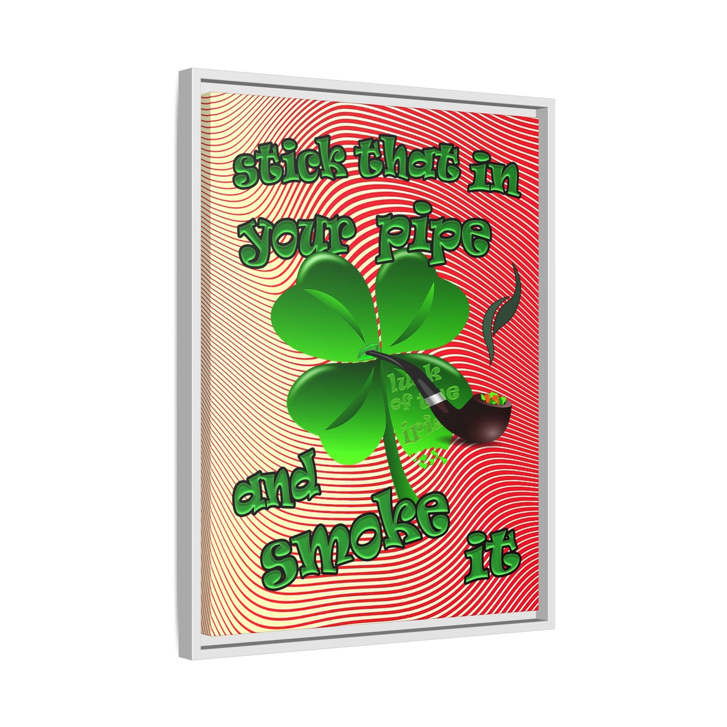 stick that in your pipe and smoke it - framed canvas art (yellow-orange wave)