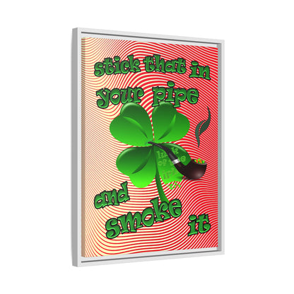 stick that in your pipe and smoke it - framed canvas art (yellow-orange wave)
