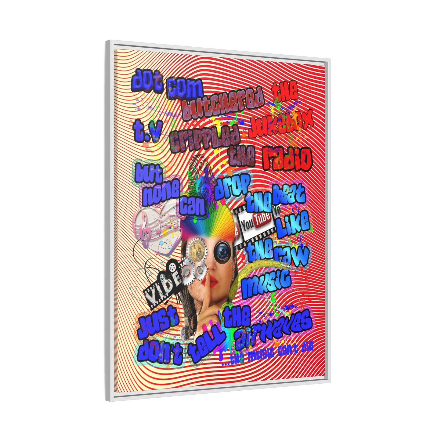 drop the beat - framed canvas art (yellow-orange wave)