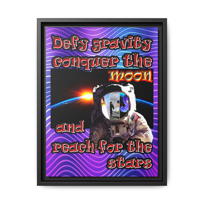 defy conquer reach - framed canvas art (purple wave)