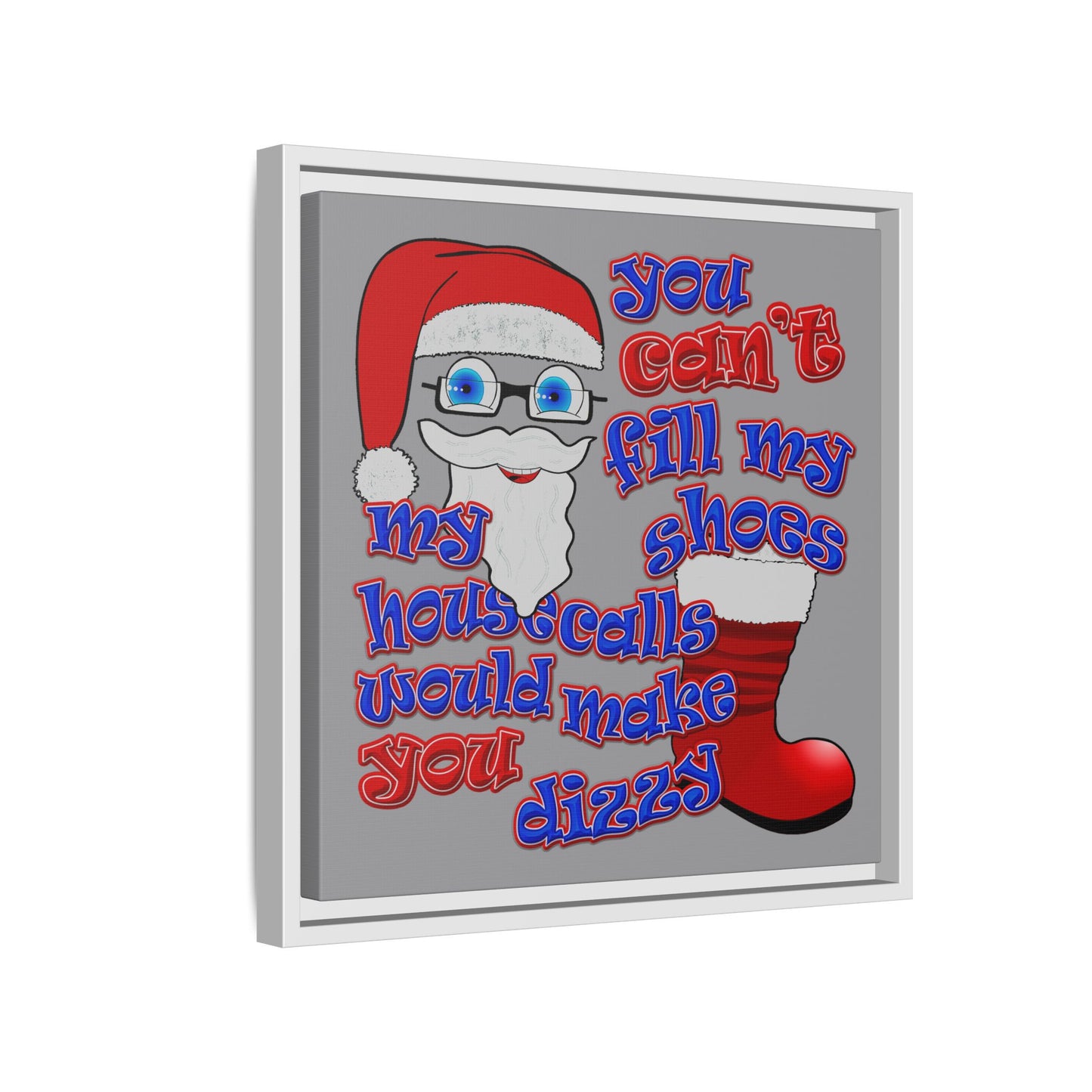 santa's shoes - framed canvas art (grey)