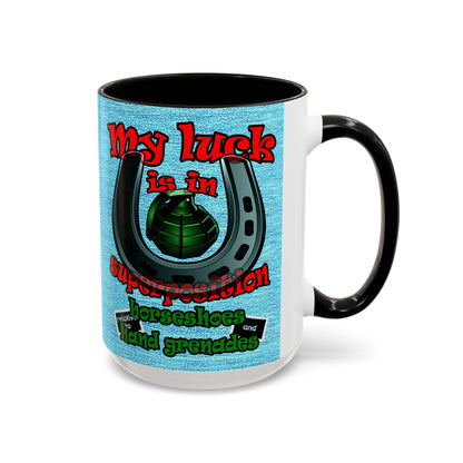 my luck - Accent Mug (faded dark blue)