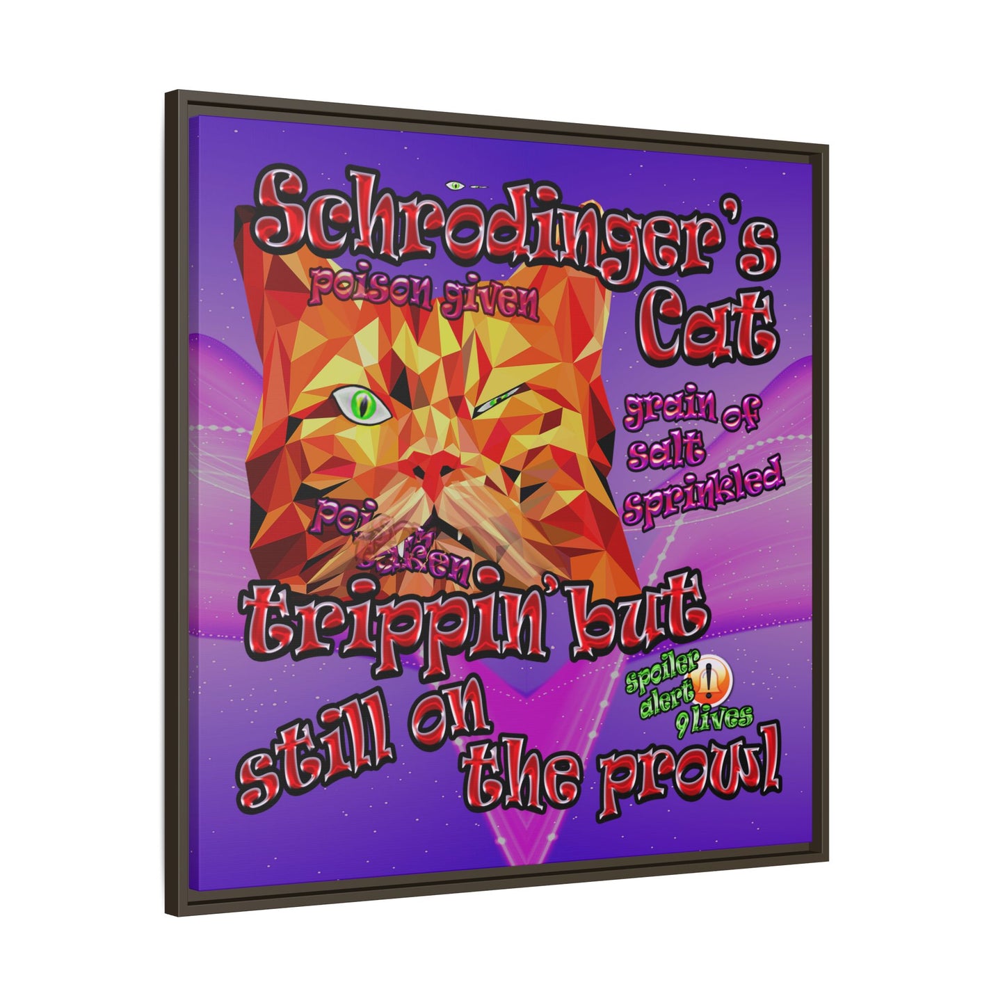 schrodinger's cat - framed canvas art (purple-pink wave)
