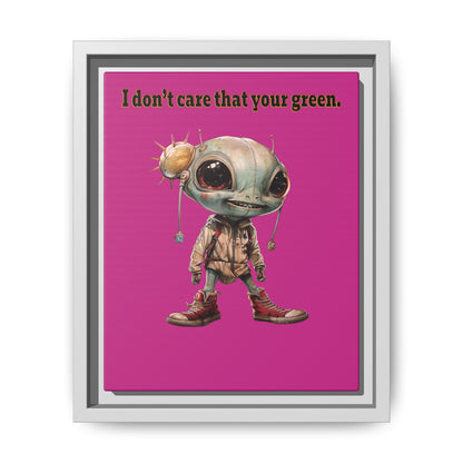 I don't care that your green - framed canvas art (pink)