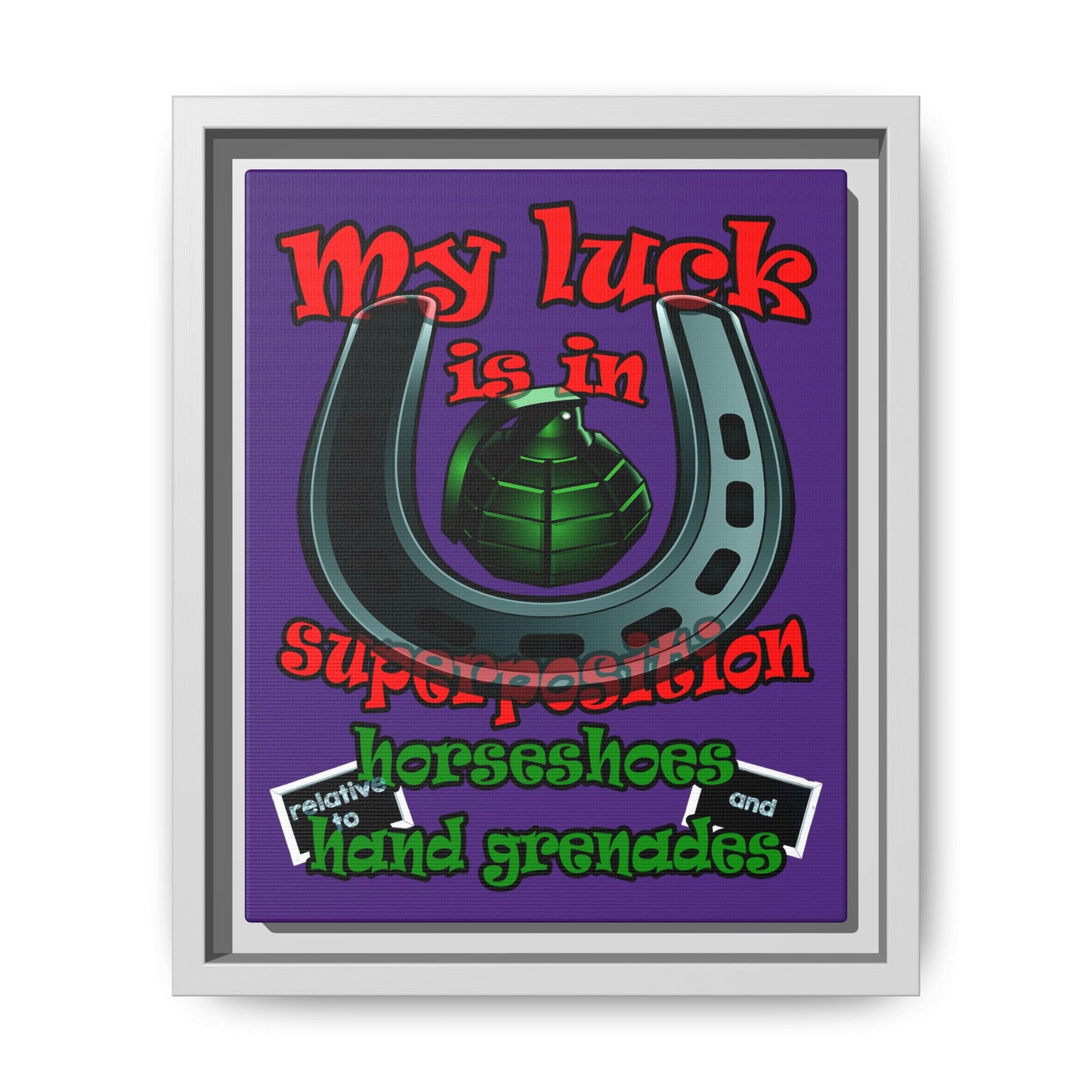 my luck - framed canvas art (purple)