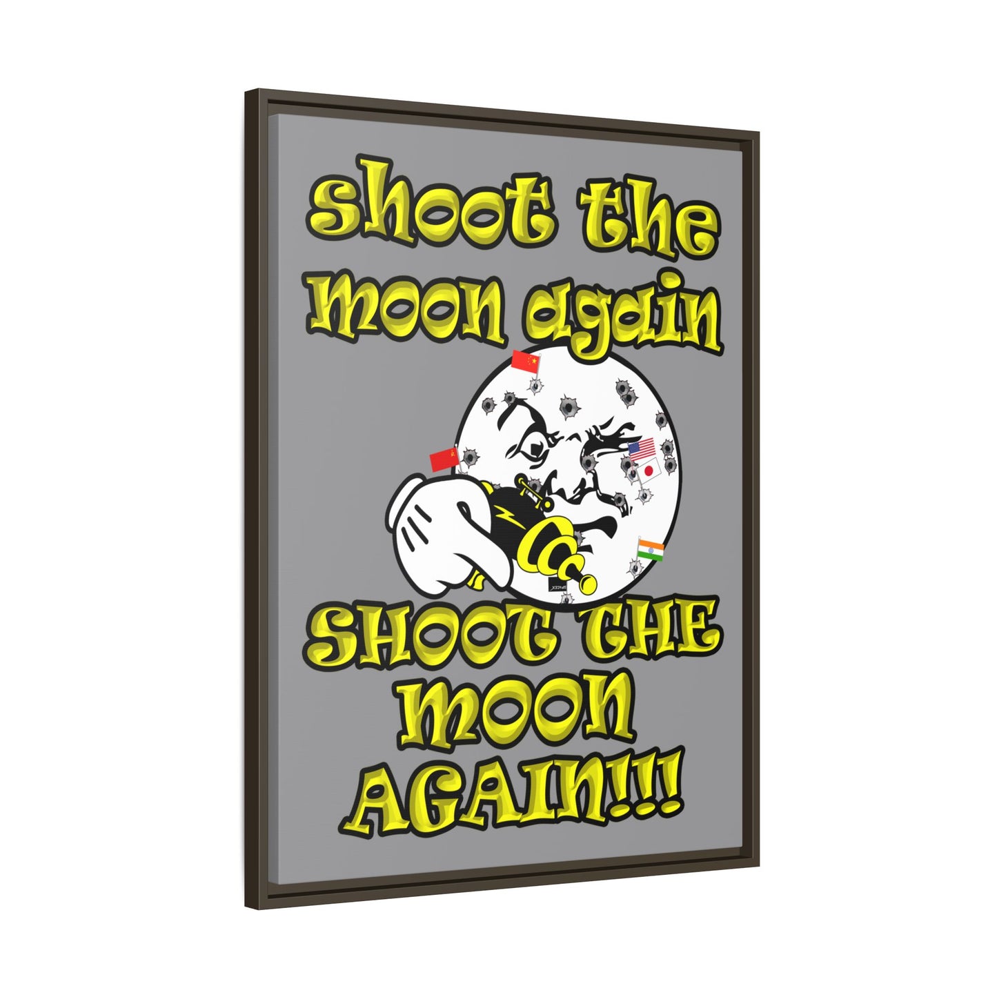 shoot the moon again - framed canvas art (grey)
