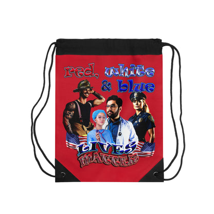 rw&b lives matter - Drawstring Bag (dark red)
