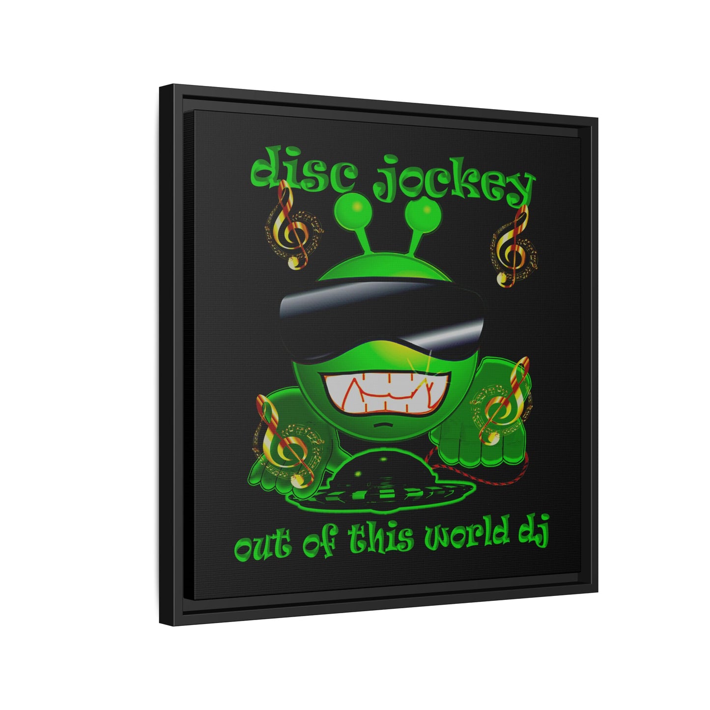 disc jockey - framed canvas art (black)