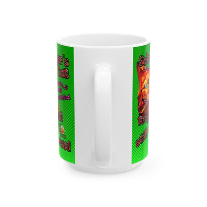 schrodinger's cat - White Mug (logo green)