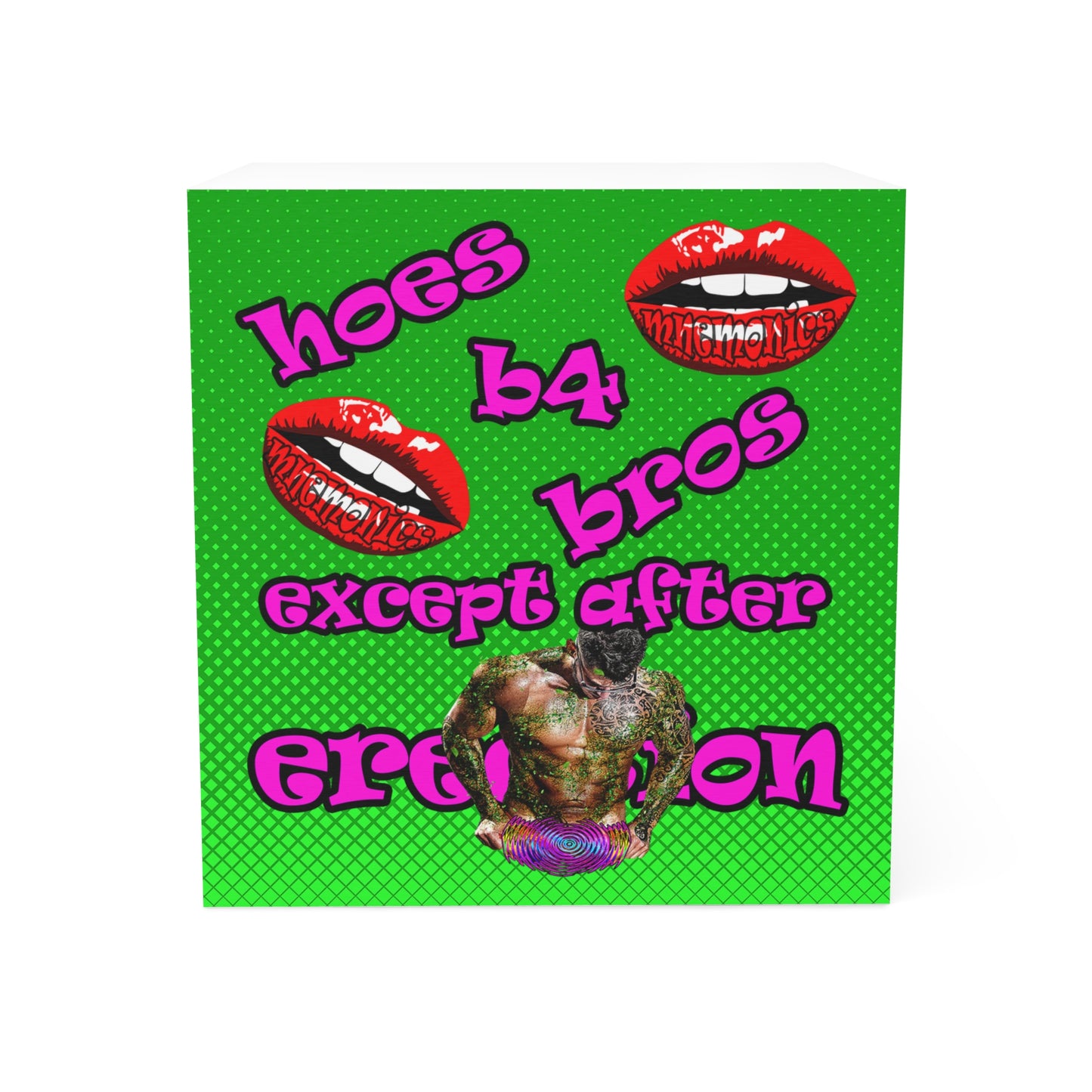 hoes b4 bros - note cube (logo green)