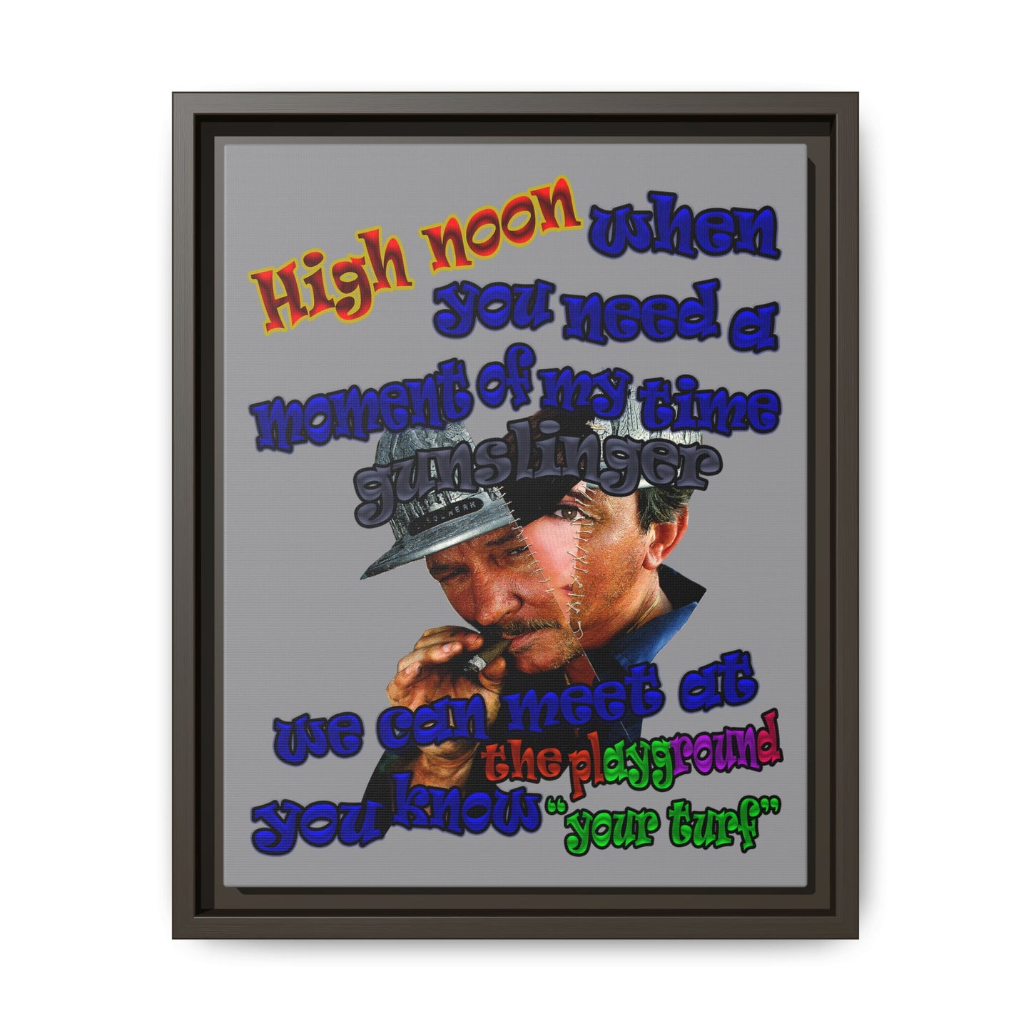 high noon - framed canvas art (grey)