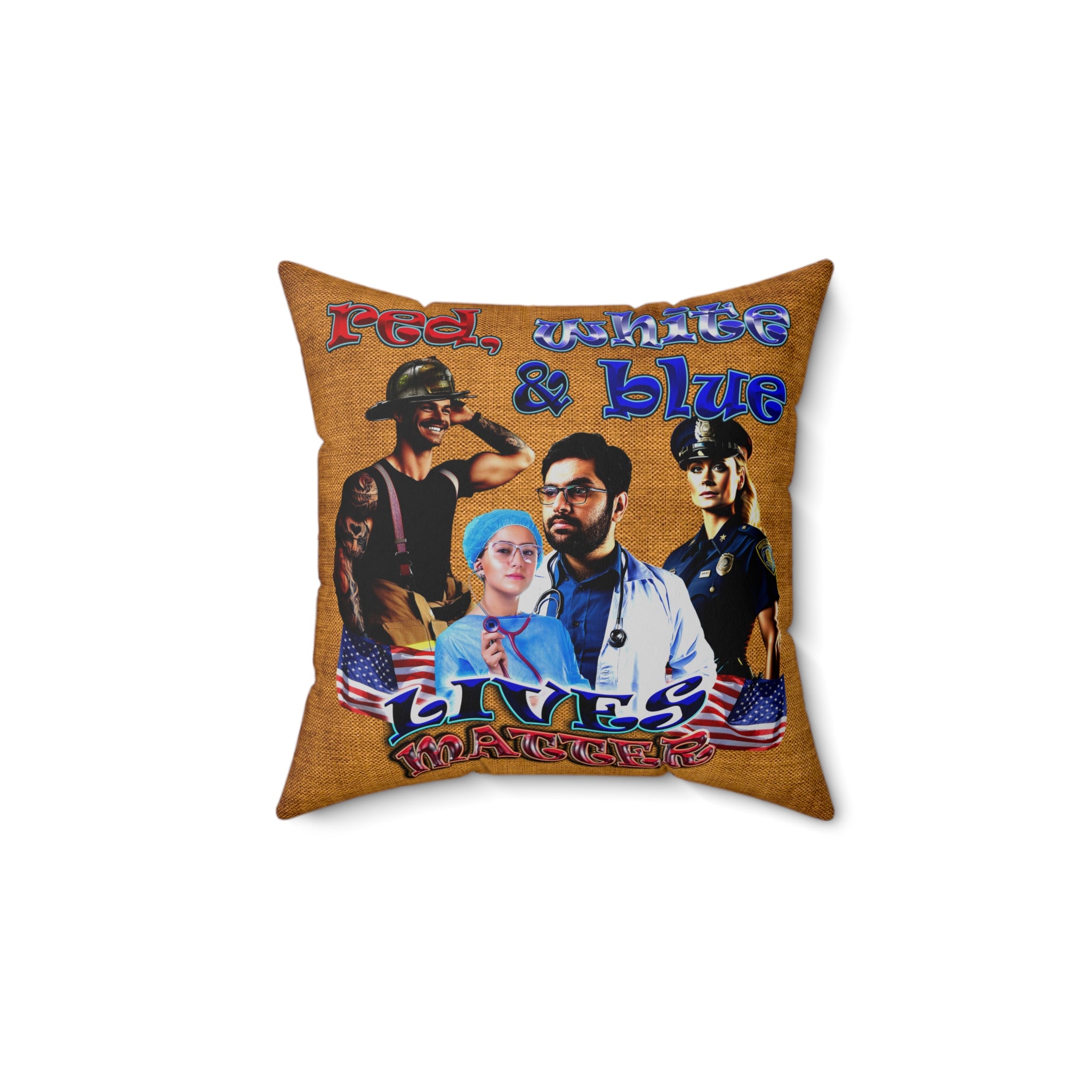 rw&b lives matter - Spun Polyester Square Pillow - (dichromatic brown papyrus)