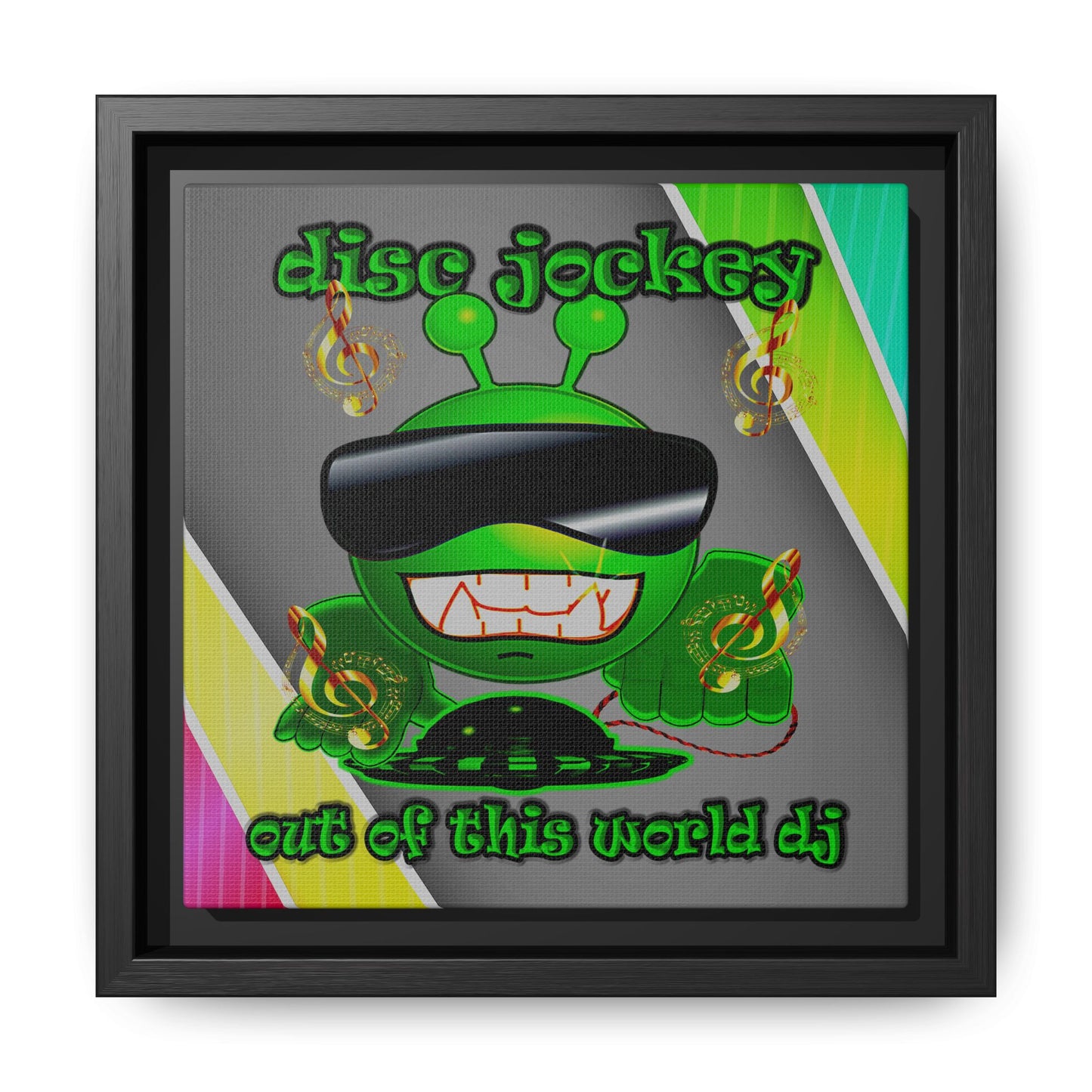 disc jockey - framed canvas art (rainbow split)