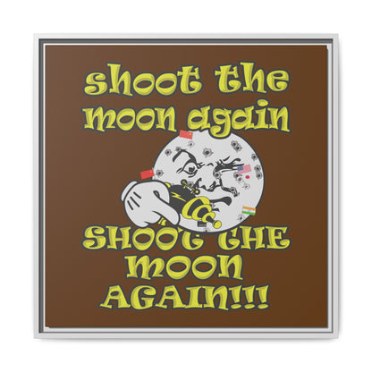 shoot the moon again - framed canvas art (brown)