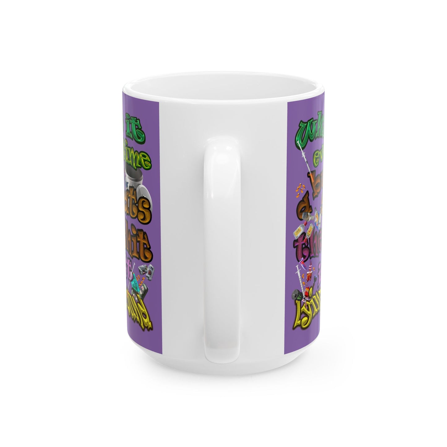 the bum's shit - White Mug (light purple)