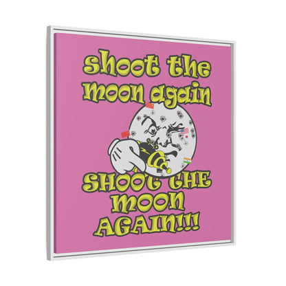 shoot the moon again - framed canvas art (light pink)