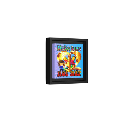love peace - framed canvas art (light blue-purple wave)