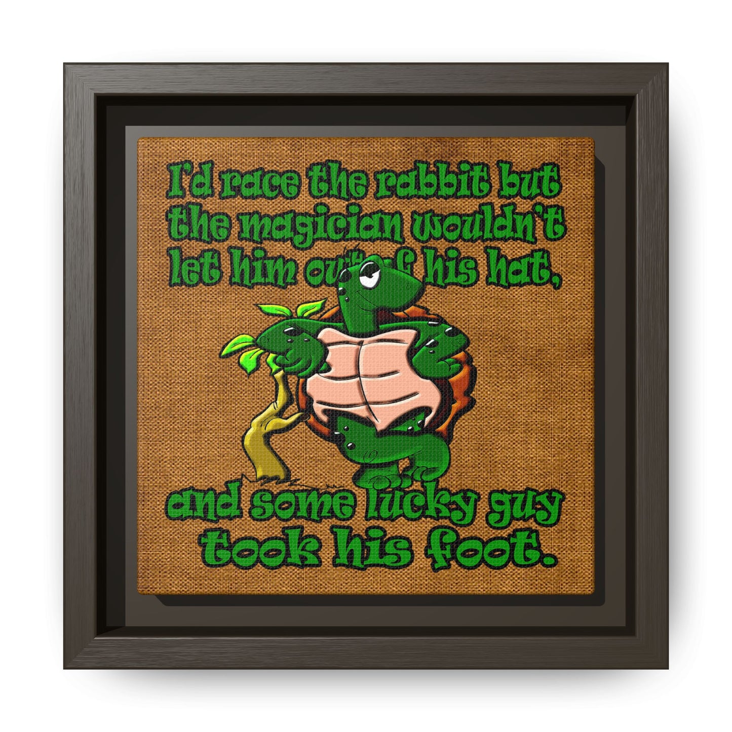 turtle race - framed canvas art (brown papyrus)