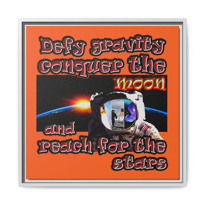 defy conquer reach - framed canvas art (orange)