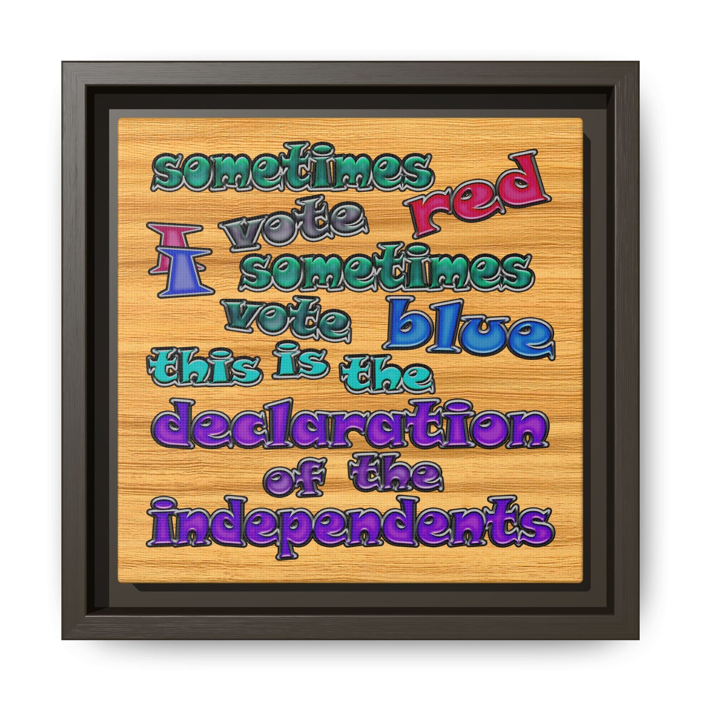 declaration of the independents - framed canvas art (butterscotch wood finish)