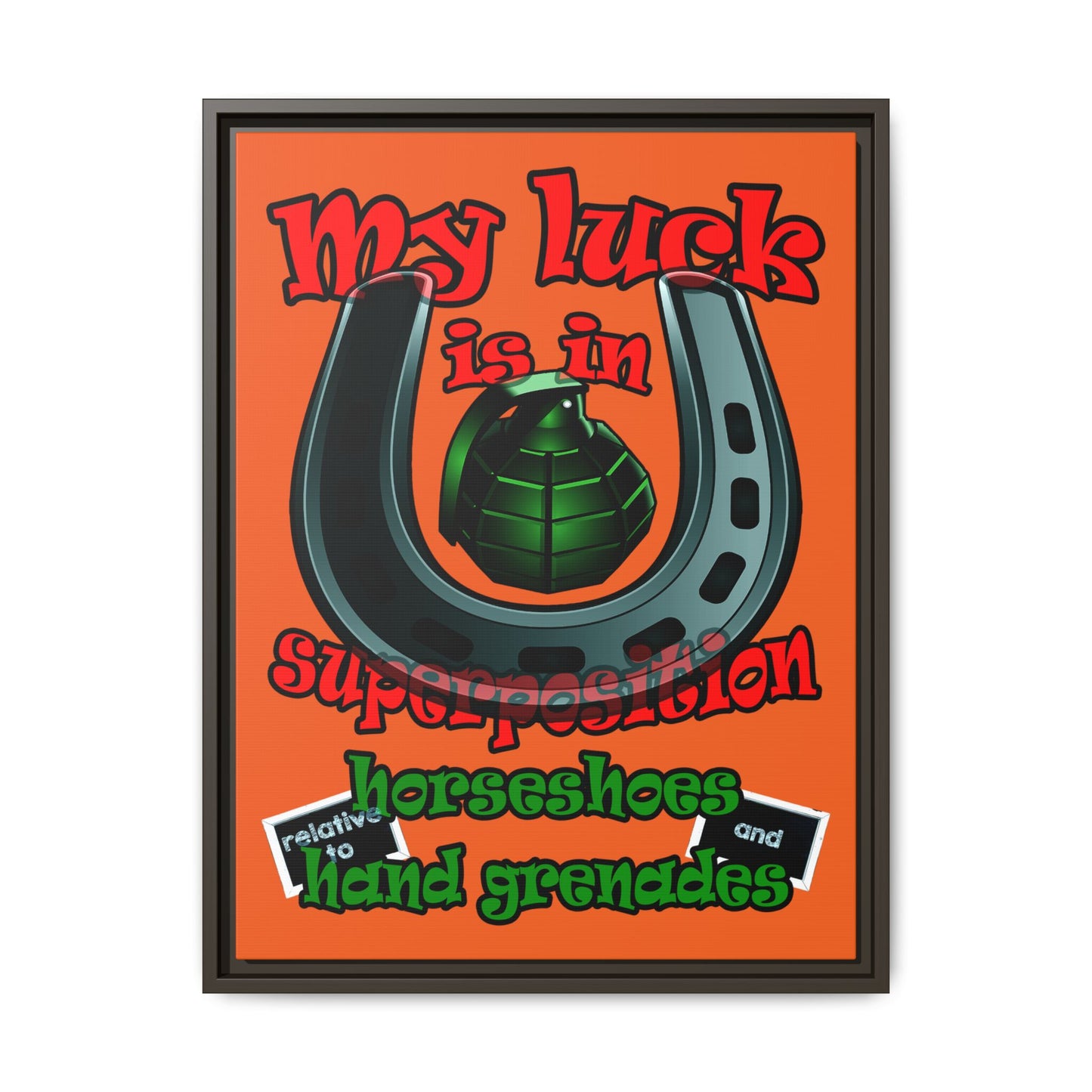 my luck - framed canvas art (orange)
