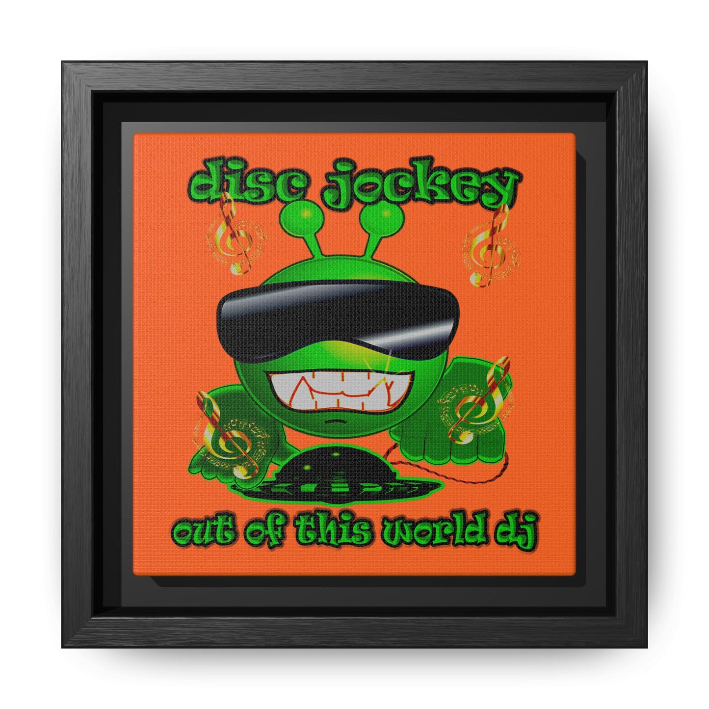 disc jockey - framed canvas art (orange)