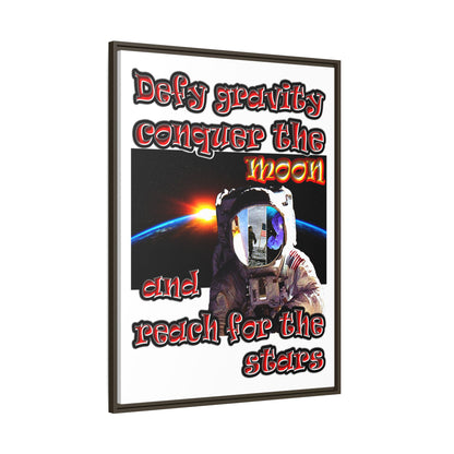 defy conquer reach - framed canvas art (white)