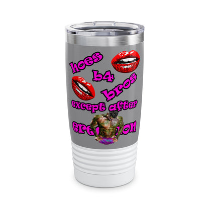 hoes b4 bros - Ringneck Tumbler, 20oz (grey)