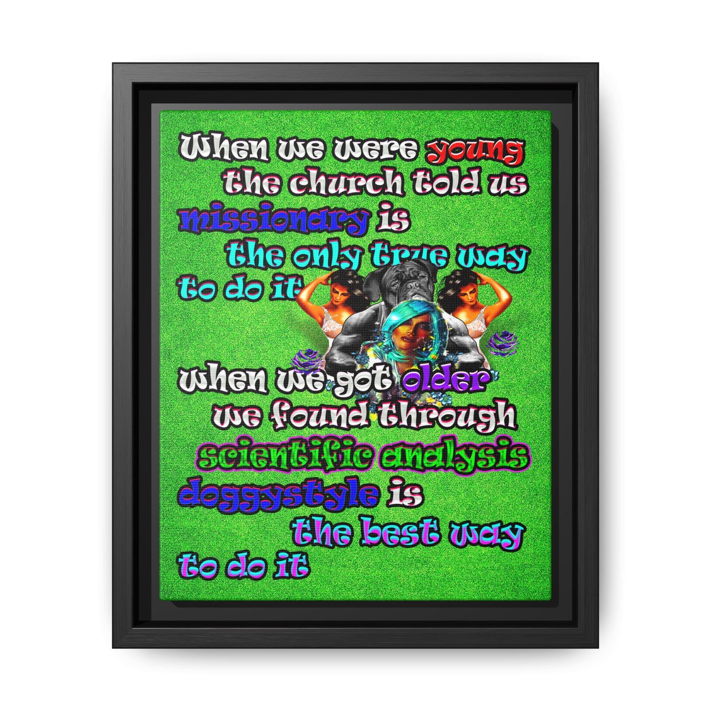 doggystyle - framed canvas art (green turf)