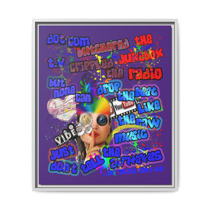 drop the beat - framed canvas art (purple)