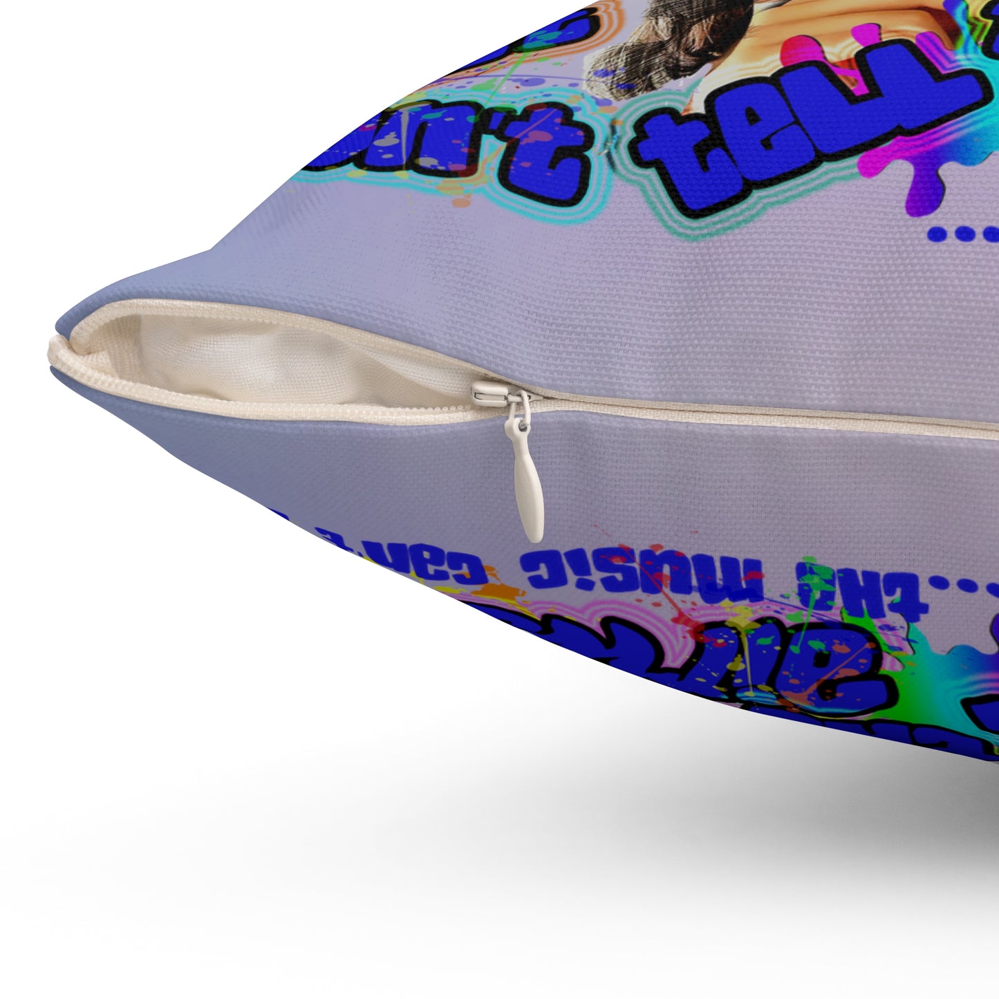 drop the beat - Spun Polyester Square Pillow - (light blue-pink wave)