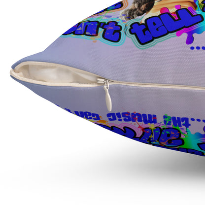 drop the beat - Spun Polyester Square Pillow - (light blue-pink wave)