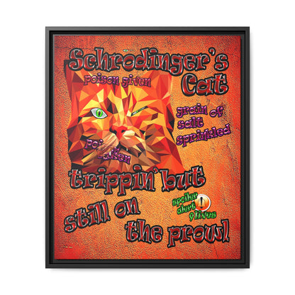 schrodinger's cat - framed canvas art (burnt orange)
