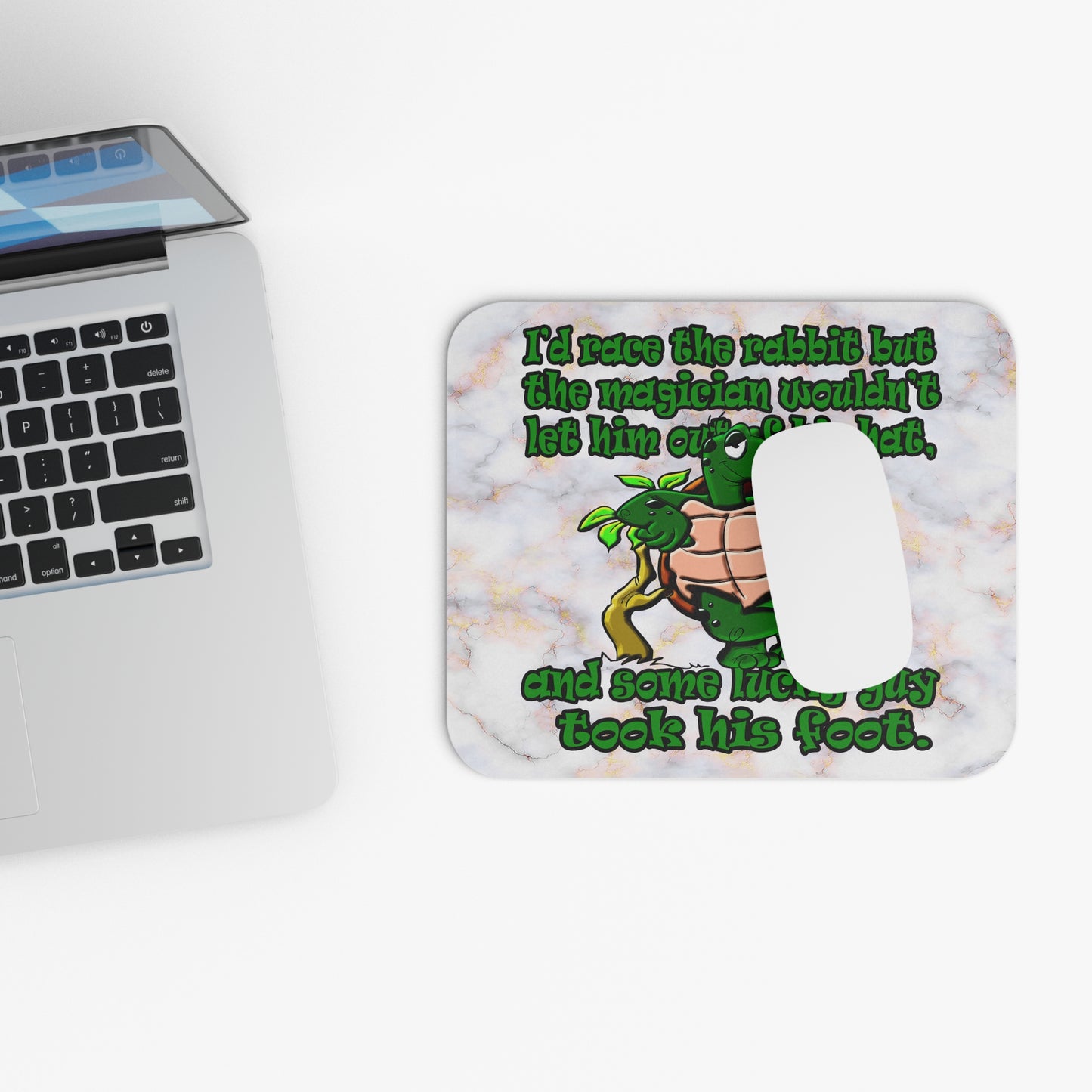 turtle race - Mouse Pad (Rectangle) (white marble)